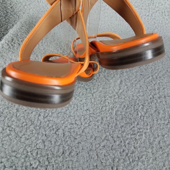 Vionic Anaya Sandals Womens' 7.5 Orange Leather Ankle Straps Flat Comfort Summer - Picture 8 of 12